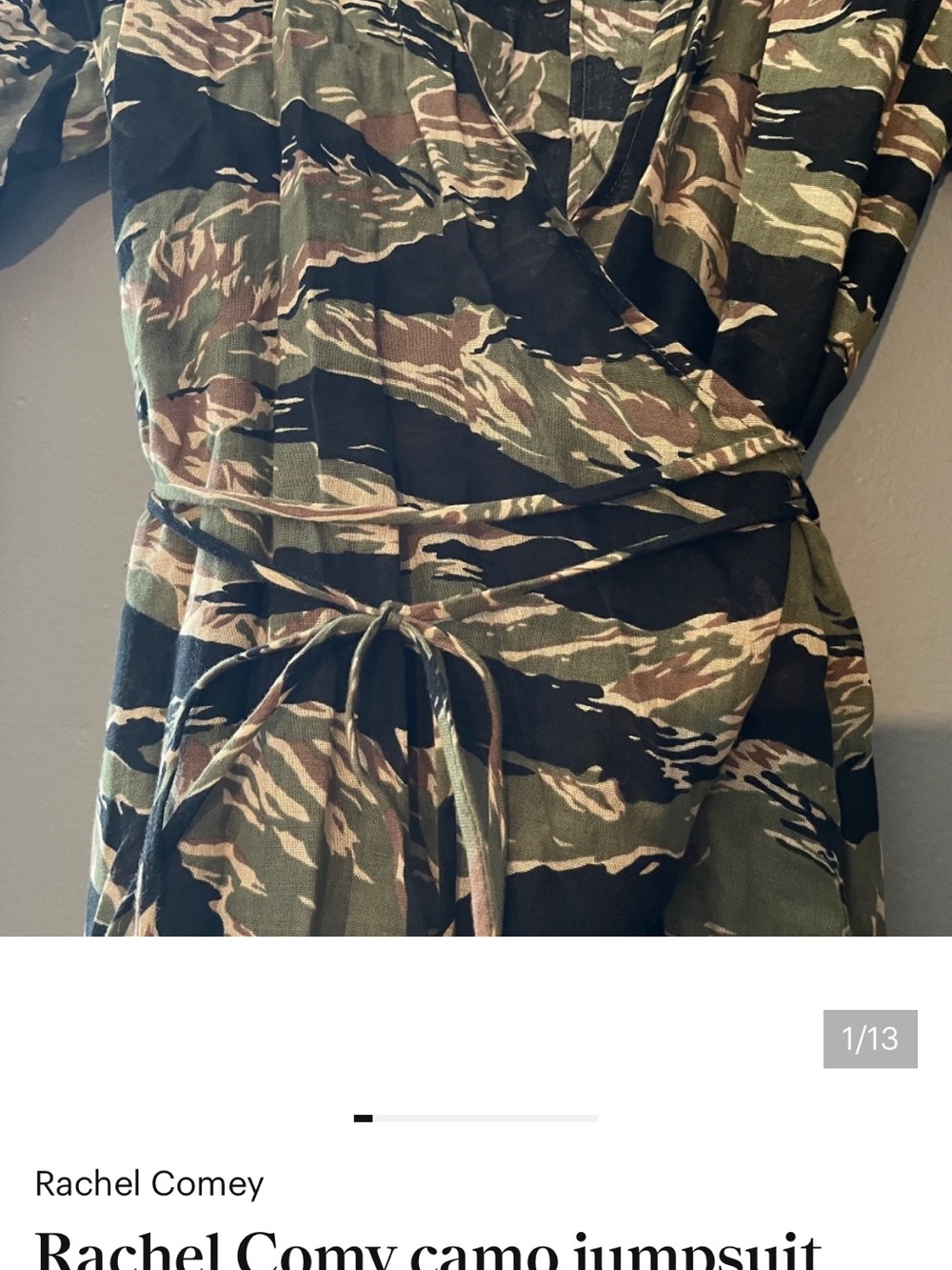 Rachel Comey Tiger-Stripe Camo Wrap Jumpsuit - Green & Black